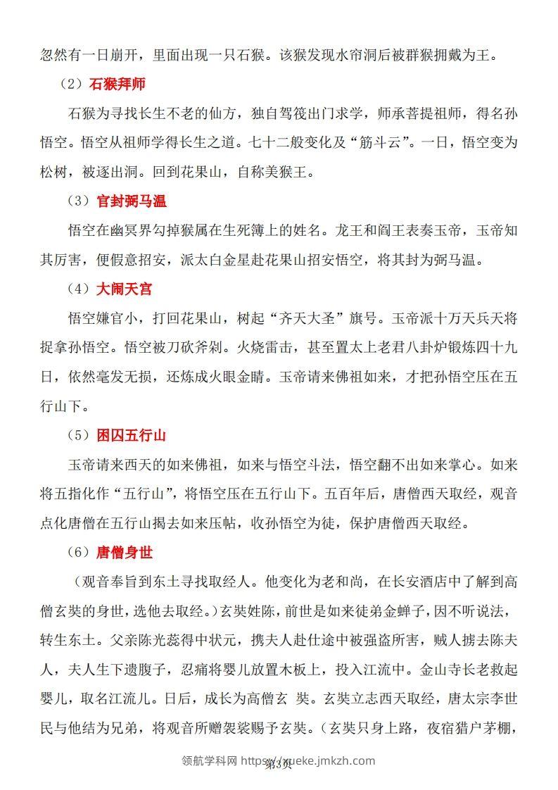 图片[3]-四大名著知识点汇总之《西游记》-领航学科网