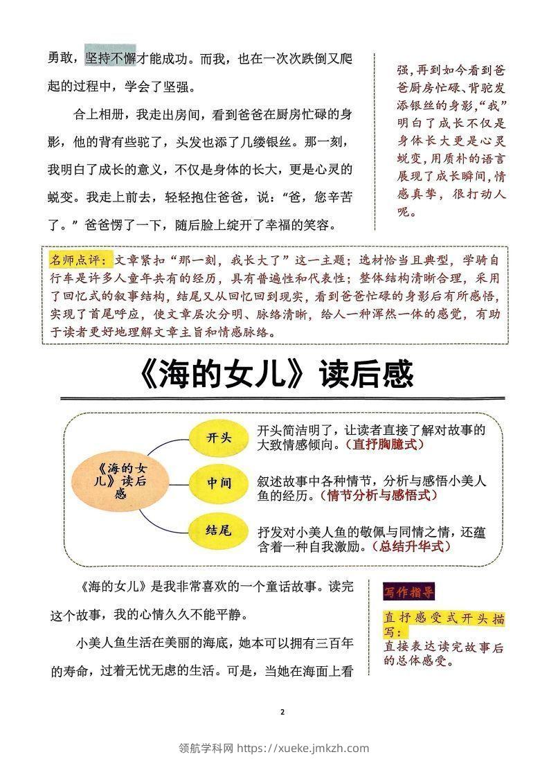 图片[2]-【作文】五年级下册语文同步单元习作范文-领航学科网