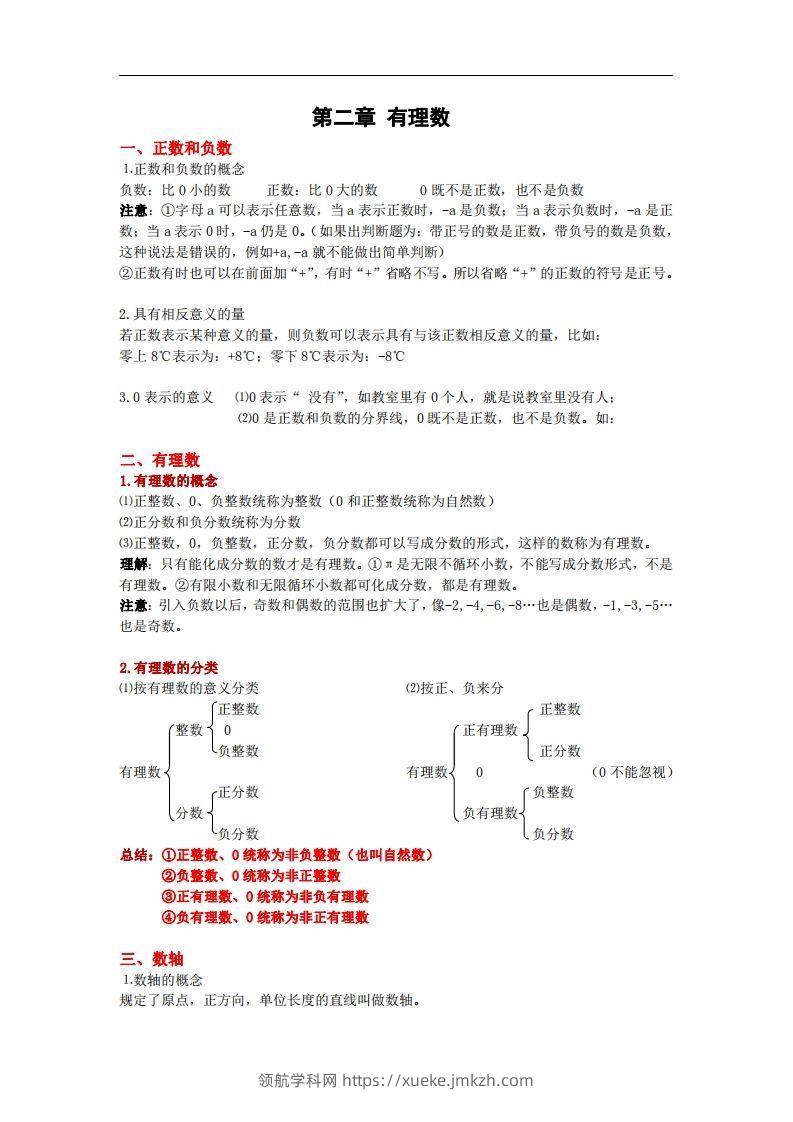 图片[3]-2.苏科版数学七年级上册知识点总结-领航学科网