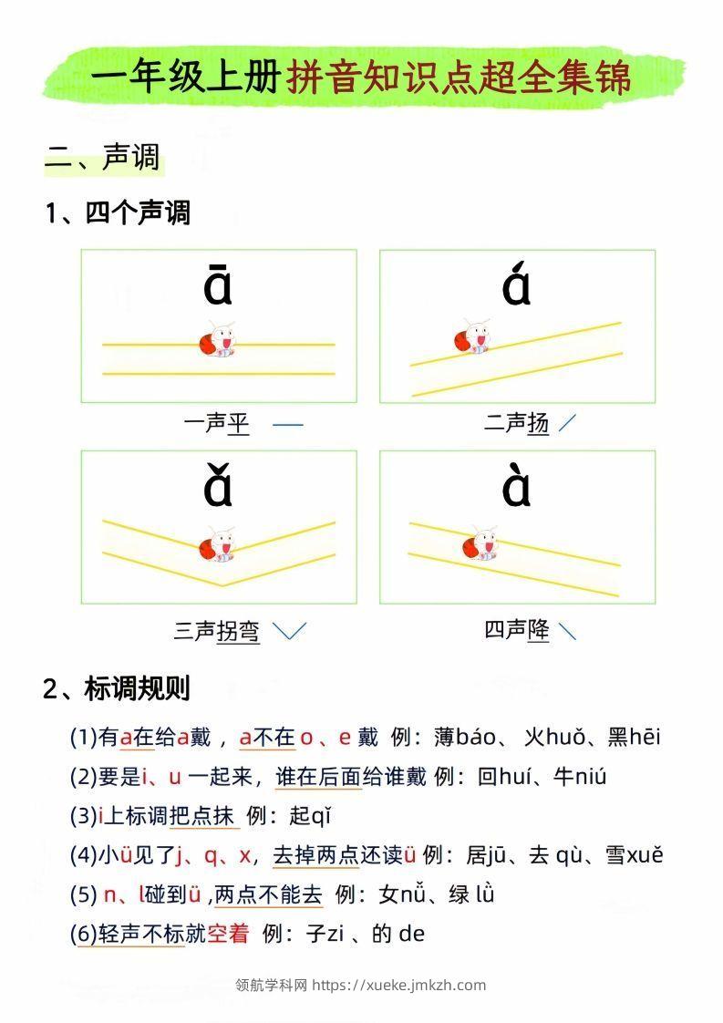 图片[2]-一年级上册语文拼音知识点超全集锦_-领航学科网