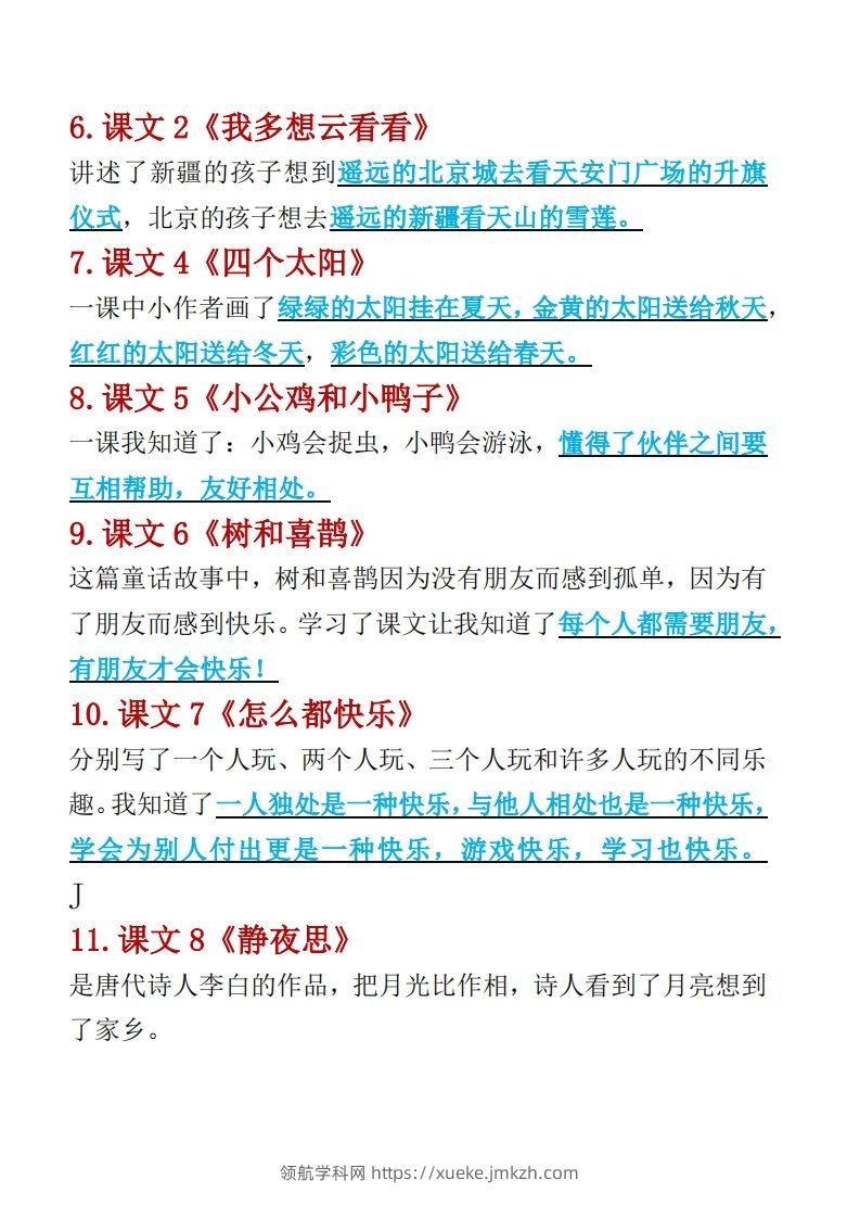 图片[2]-一年级下册语文重点考点汇总（复习必备）-领航学科网