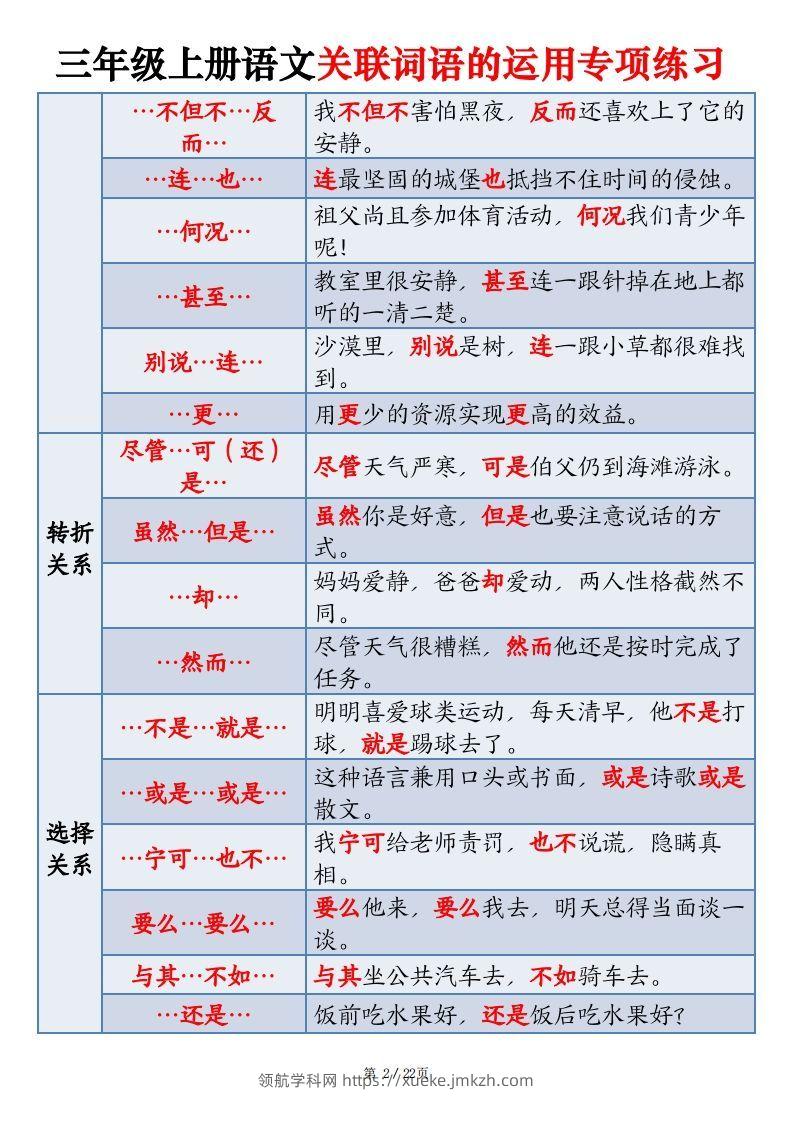 图片[2]-【期末关联词语的运用专项练习】三上语文-领航学科网