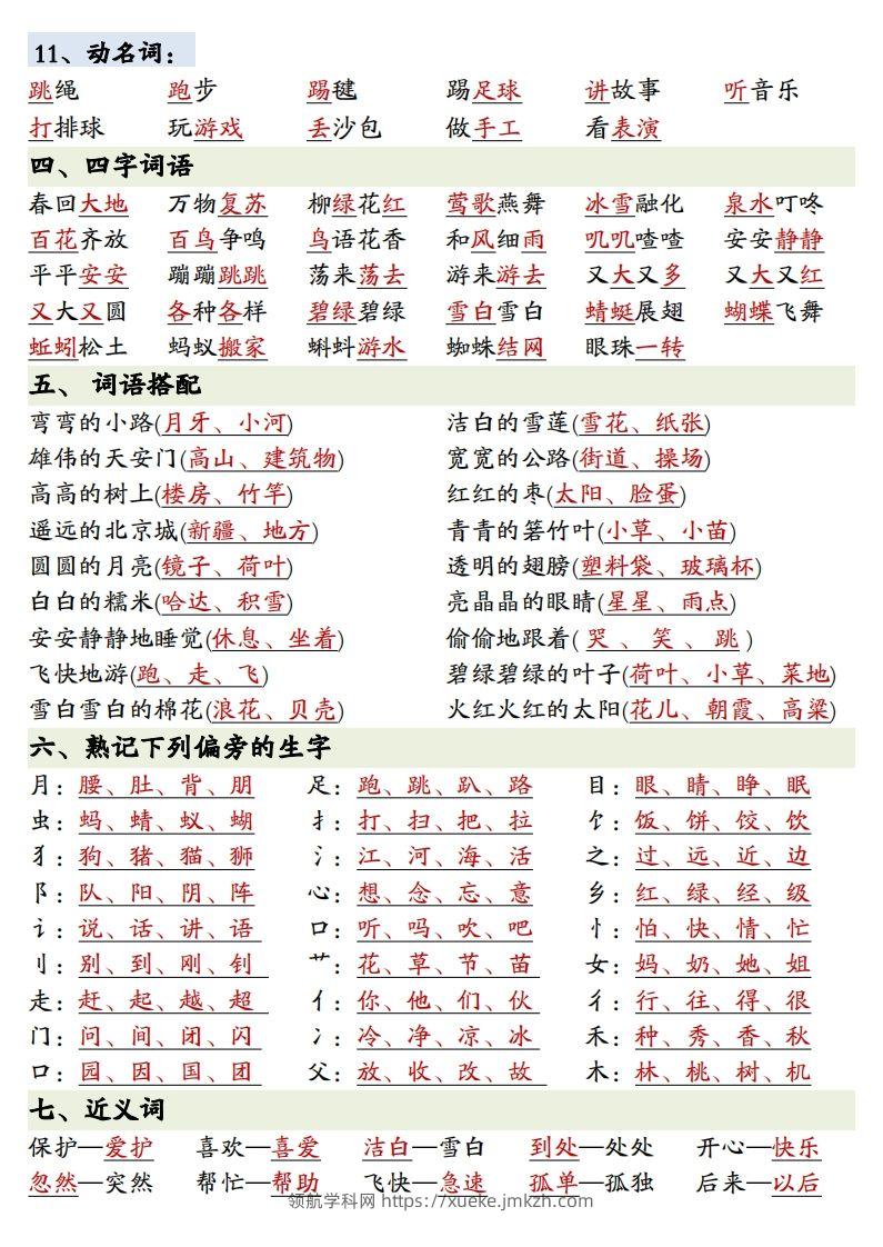 图片[3]-1.27一年级下册语文全册重点知识预习汇总-领航学科网