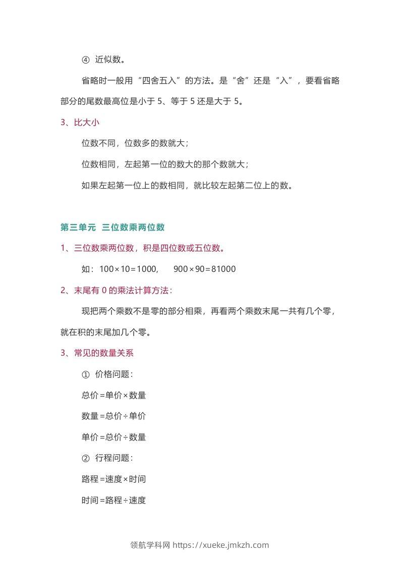 图片[3]-苏教版数学4年级下册数学知识点-领航学科网