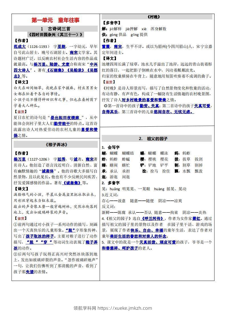 【课课贴】五下语文-领航学科网