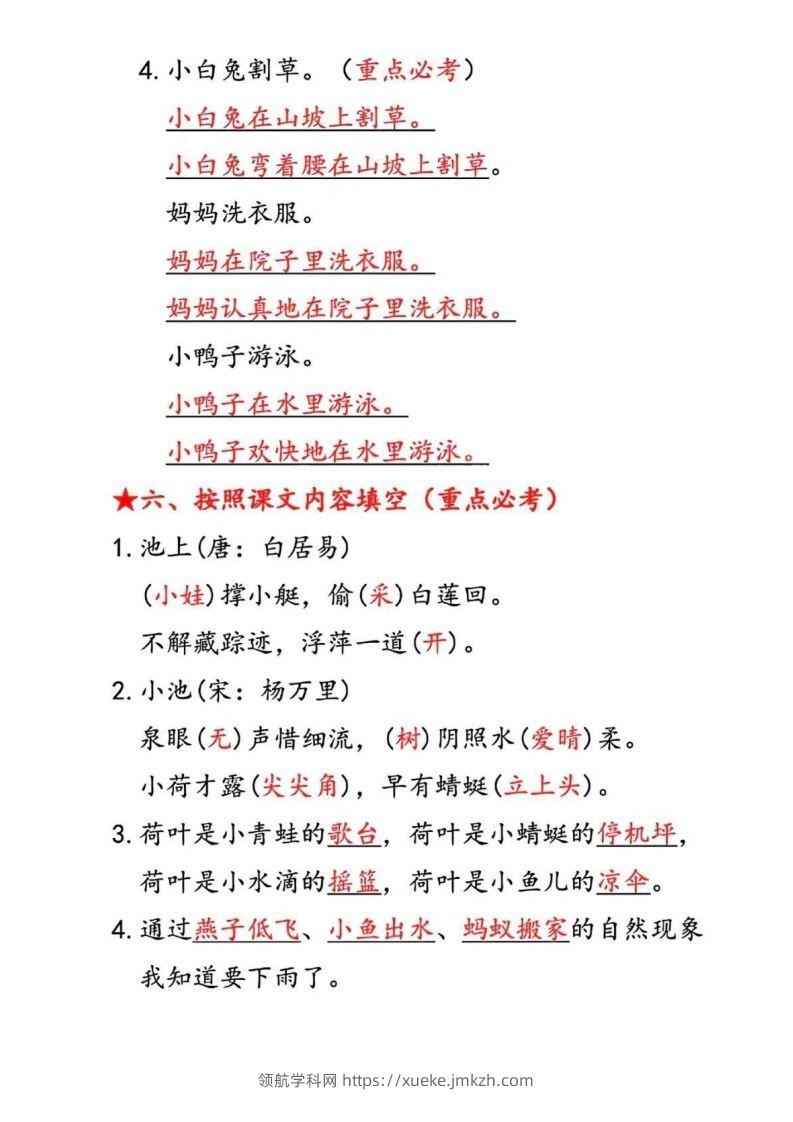 图片[3]-一下语文第六单元考点汇总-领航学科网
