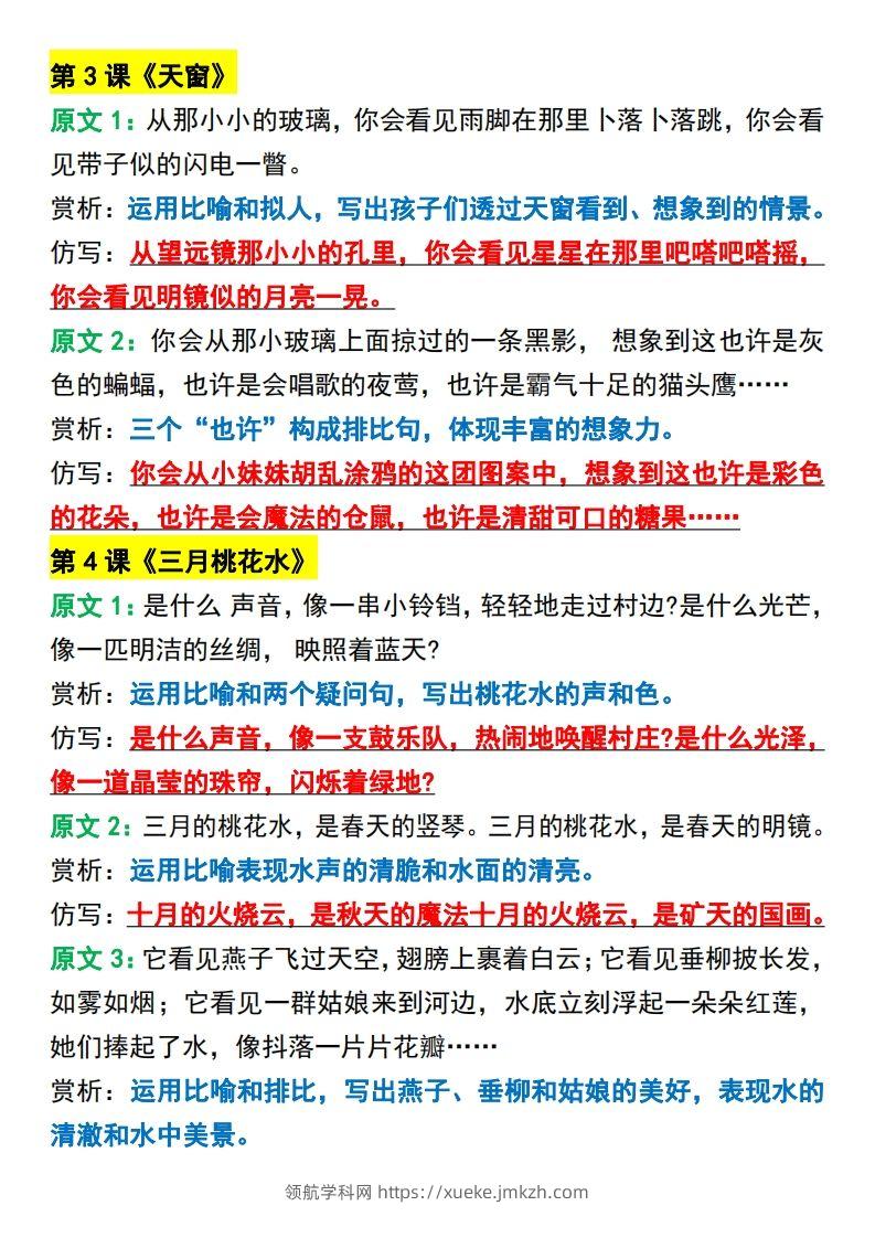 图片[2]-四年级下册语文必考重点句子仿写-领航学科网