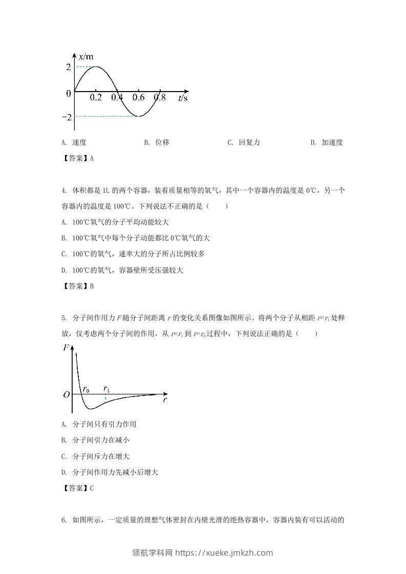 图片[2]-2020-2021年北京市昌平区高二物理下学期期末试题及答案(Word版)-领航学科网