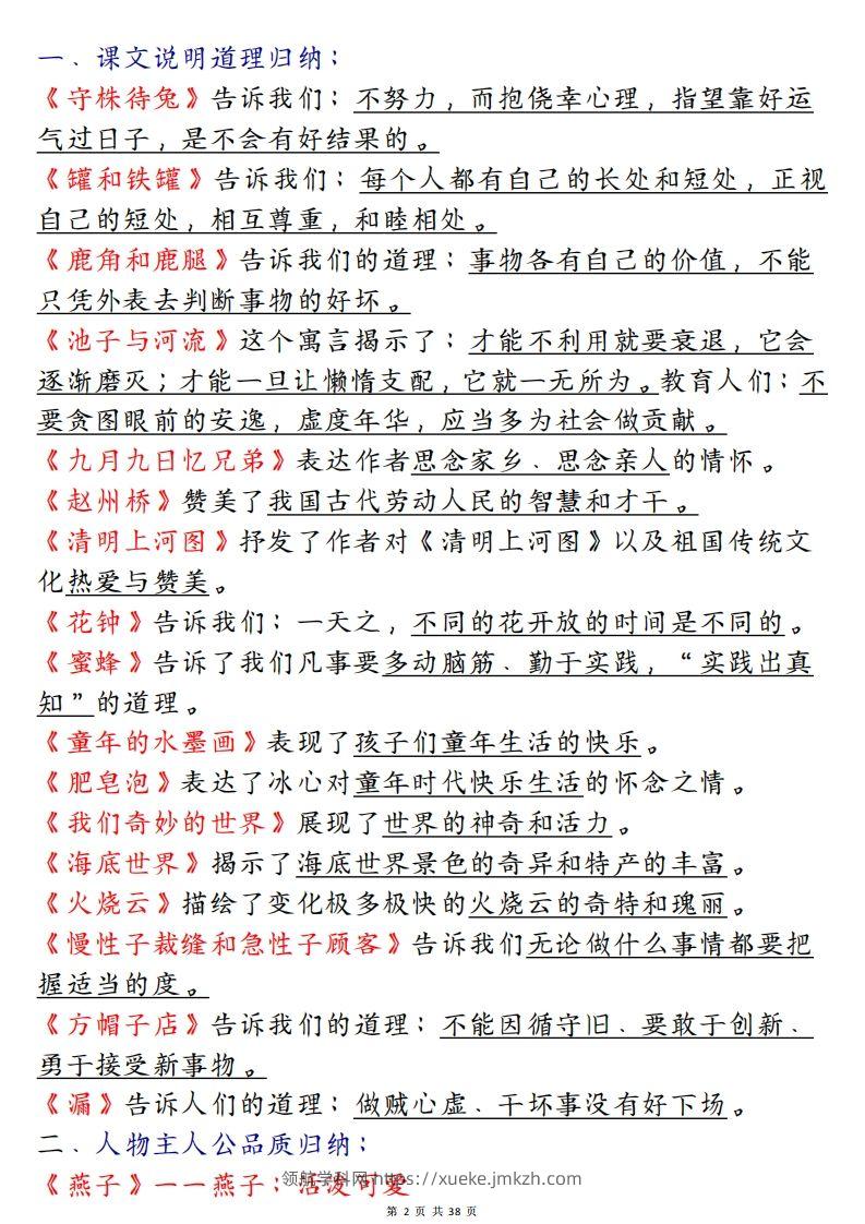 图片[2]-期末复习重点知识汇总三下语文-领航学科网