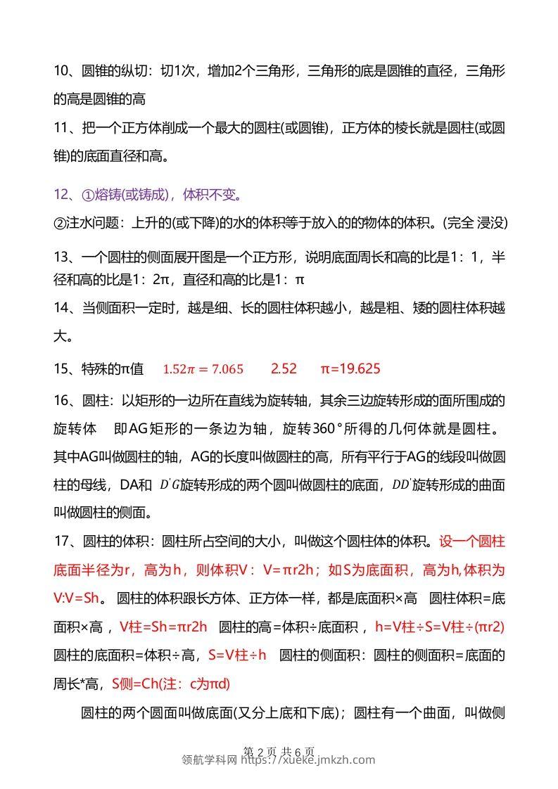 图片[2]-六年级下册数学重难点《圆柱与圆锥》-领航学科网