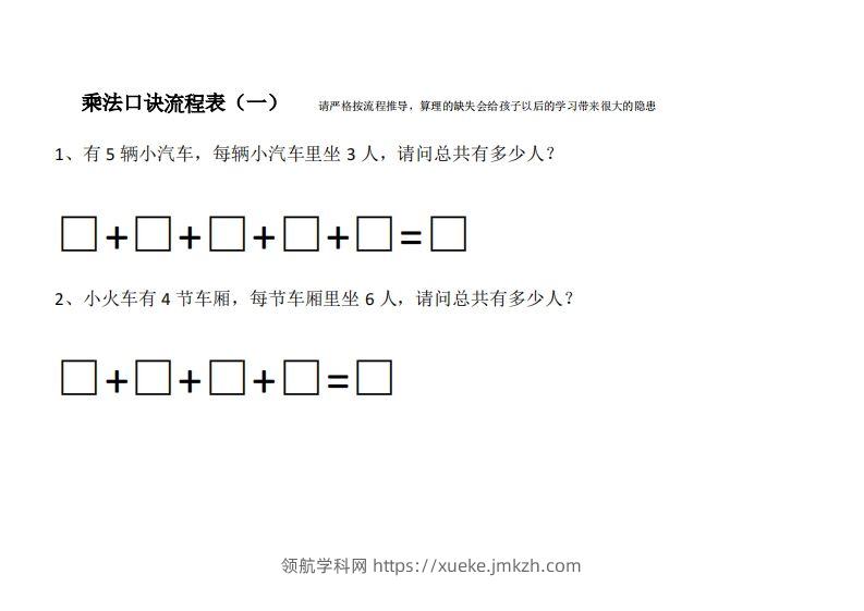 二上数学乘法口诀流程表-领航学科网