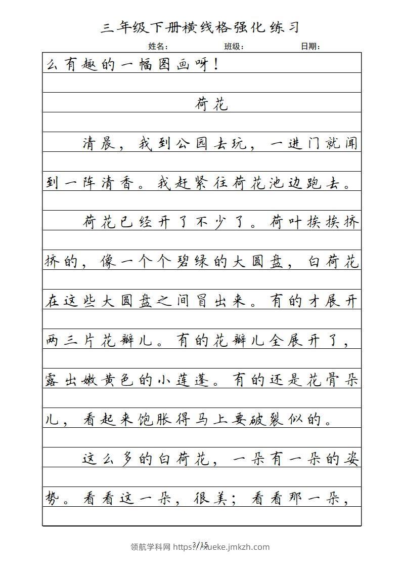 图片[3]-三年级语文下册横线格（部编版）-领航学科网