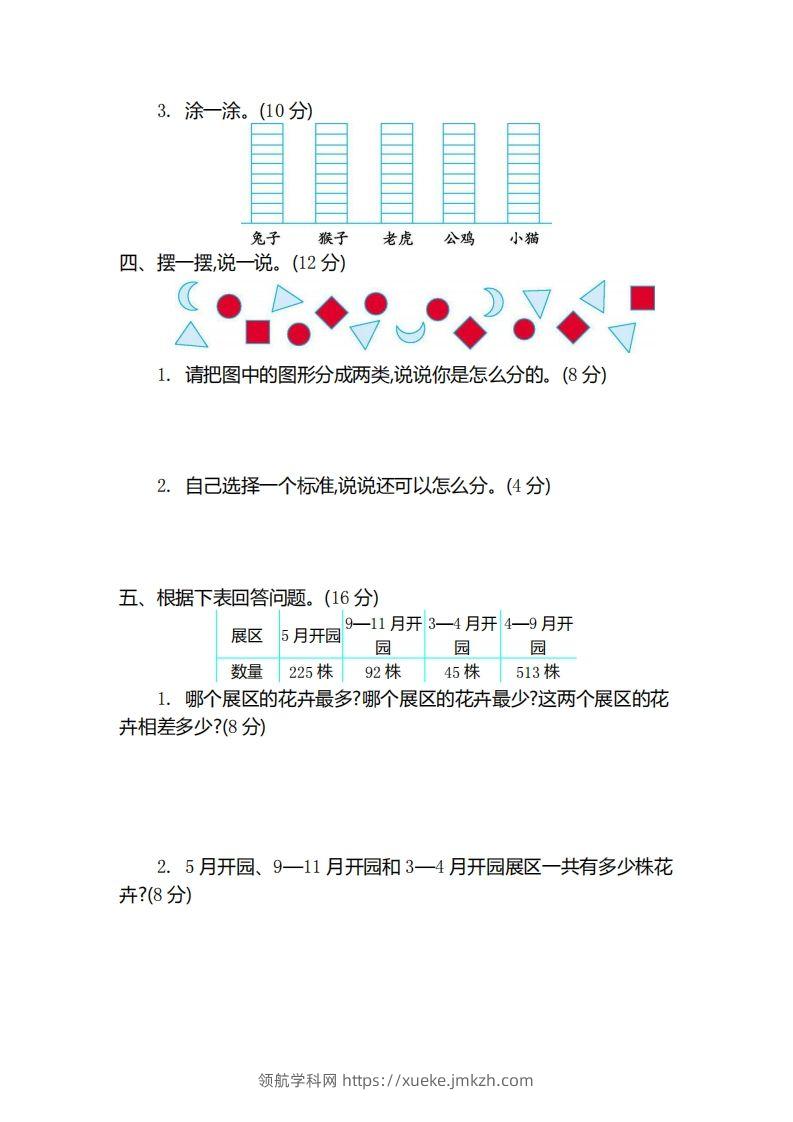 图片[2]-二（下）青岛版数学第九单元检测卷.2（54制）-领航学科网