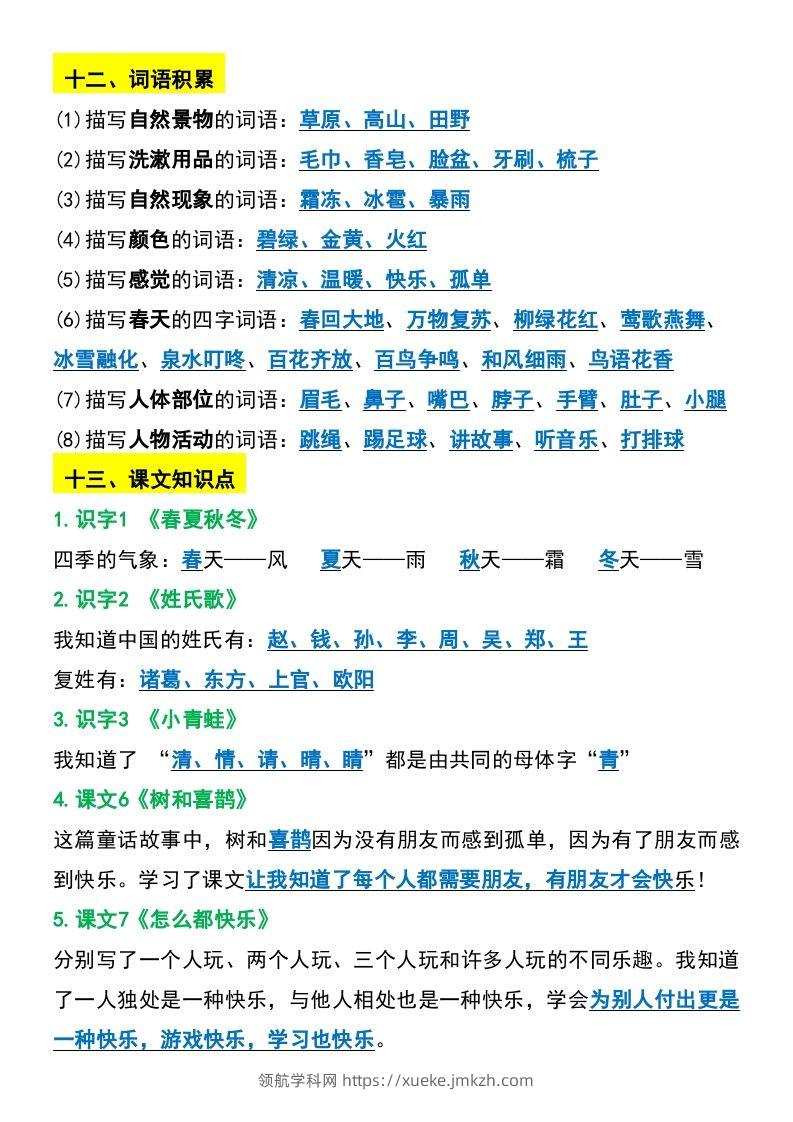 图片[3]-一年级下册语文期末复习考点总结-领航学科网