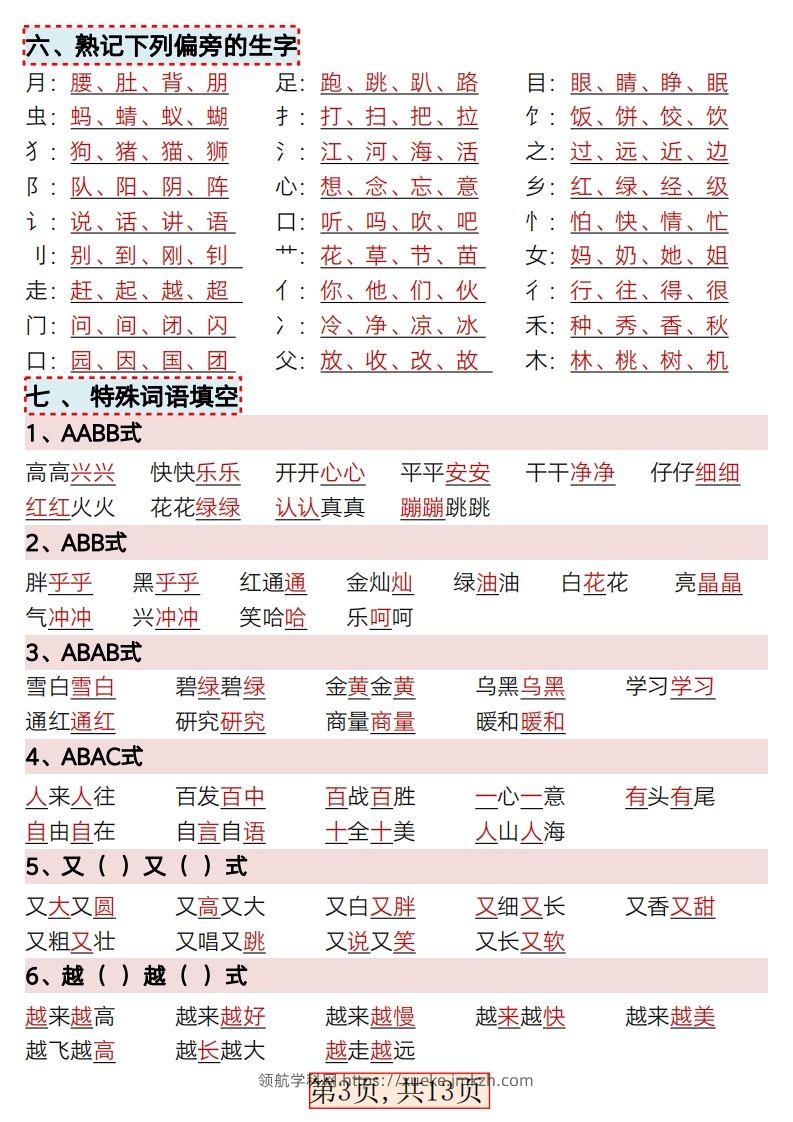 图片[3]-★3.9新版一年级语文下册全册重点知识总结-领航学科网