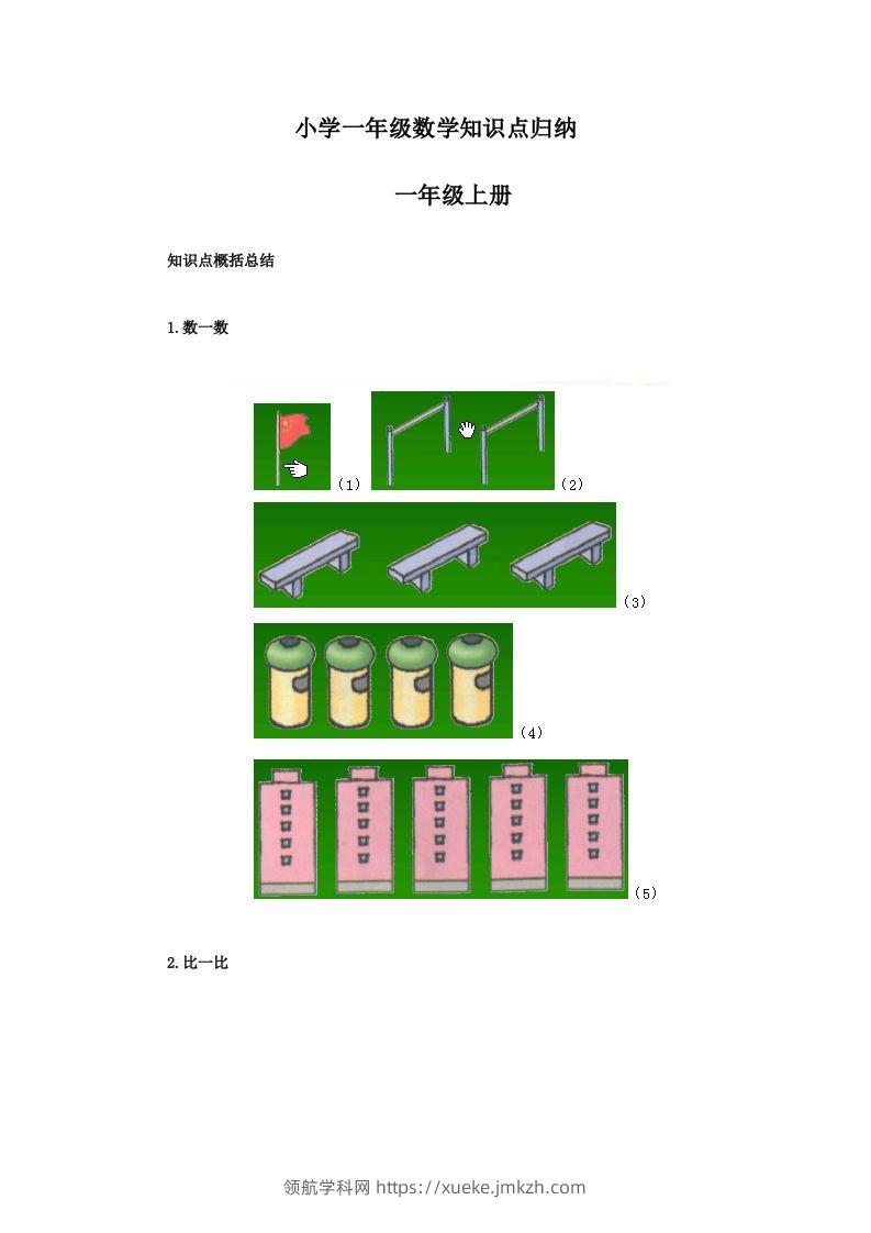 【数学】小学一年级上册数学知识点归纳-领航学科网