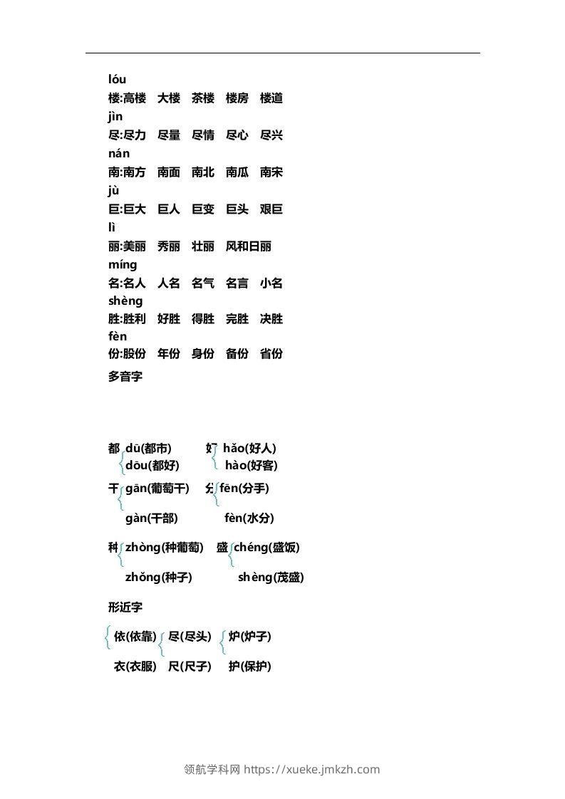 图片[2]-二上语文第四单元知识重点-领航学科网