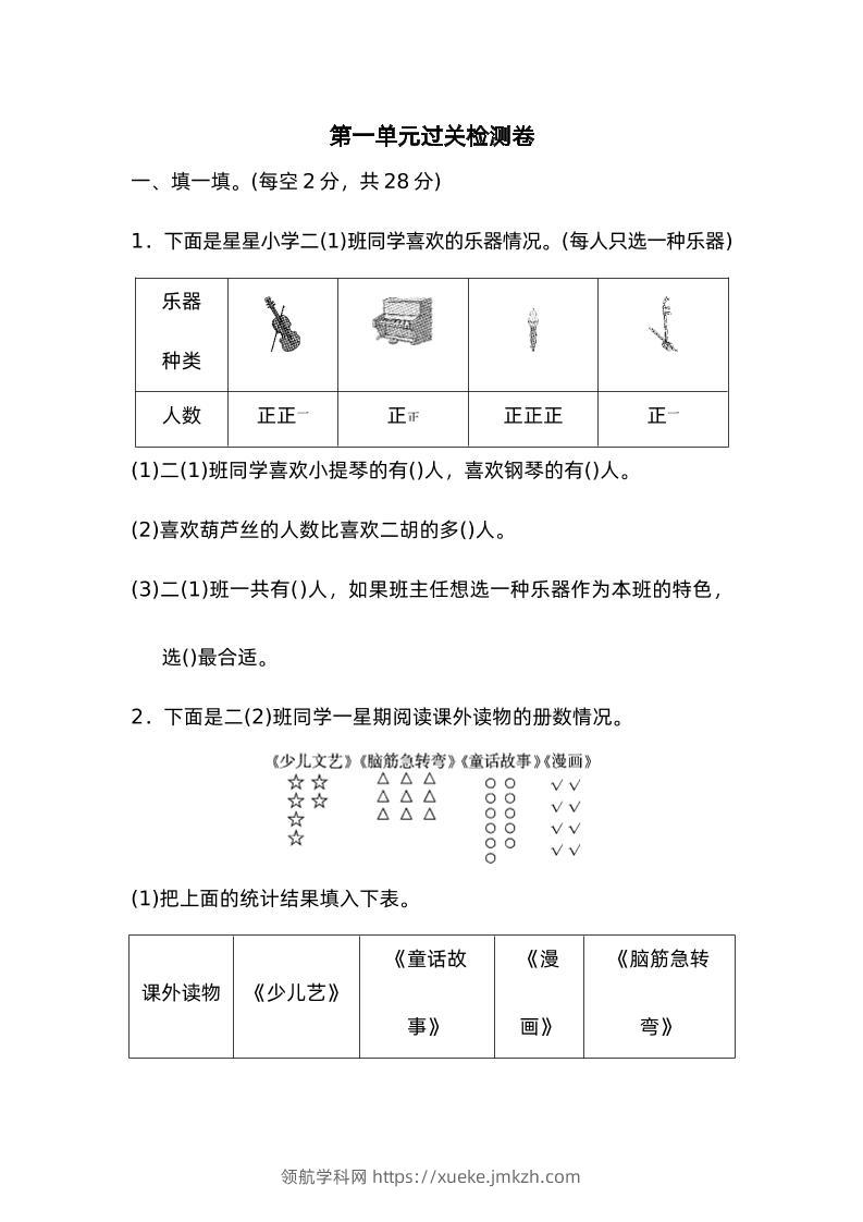 二下数学人教第一单元过关检测卷-领航学科网