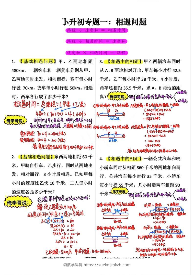 六年级小升初必考应用题12大专题答案-领航学科网
