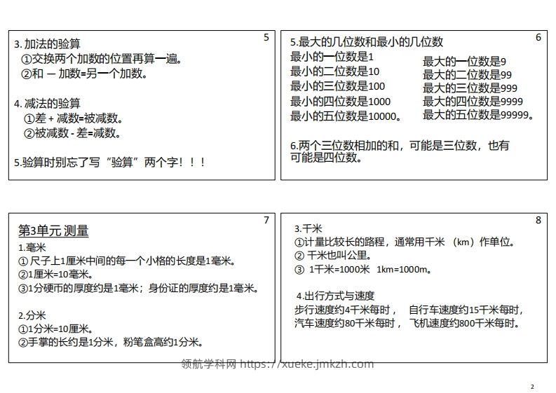图片[2]-【人教三年级】数学上册必背笔记-领航学科网