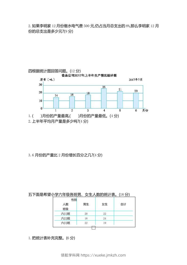 图片[2]-五下（54制）青岛版数学第七单元检测-2-领航学科网