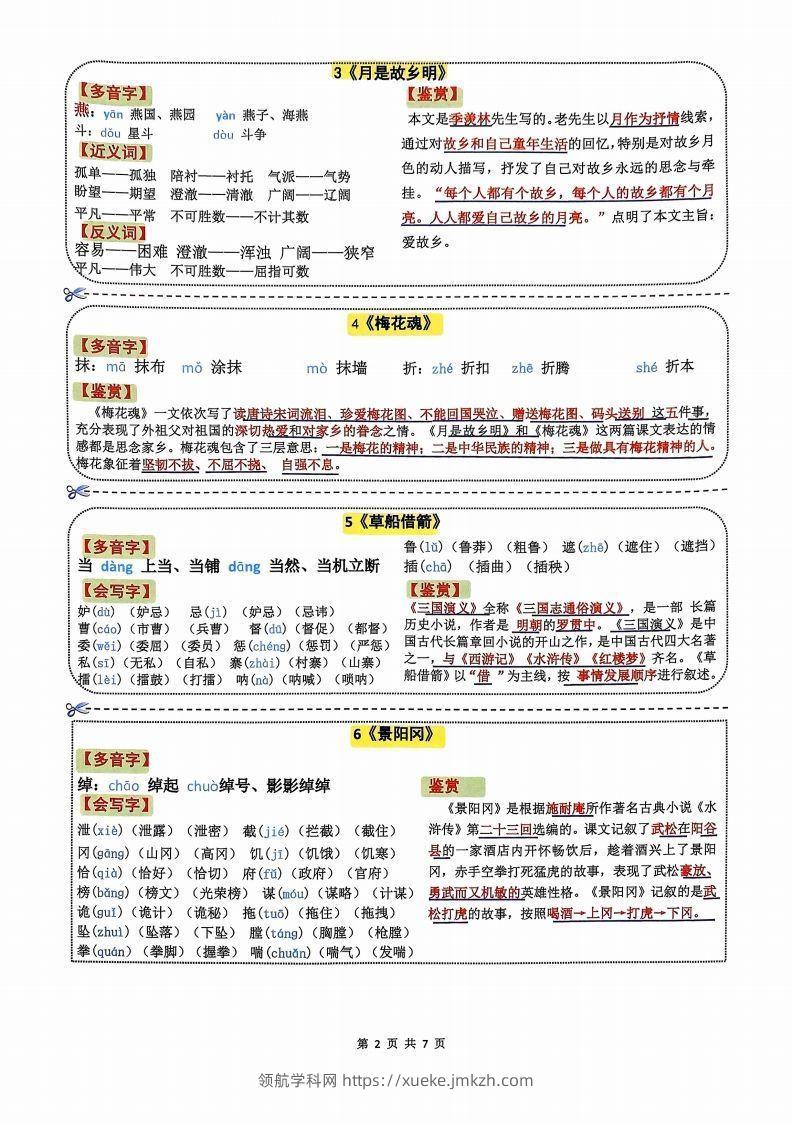 图片[2]-【课课贴】五年级下册语文彩色一课一贴7页-领航学科网