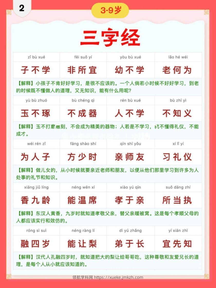 图片[2]-三字经｜彩色拼音＋注释版-领航学科网