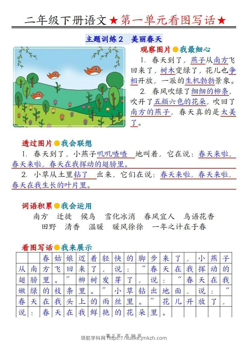 图片[2]-二下语文1-8单元看图写话指导与范文（范文+练习100页）-领航学科网