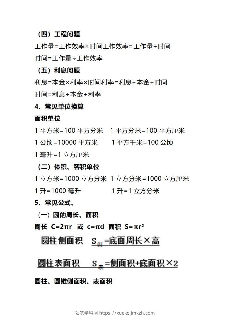 图片[2]-六下数学重要知识点+考点提纲汇总(1)-领航学科网
