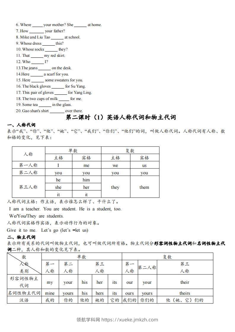 图片[2]-最新外研版初一英语语法知识点总结复习(最新超详细版)-领航学科网