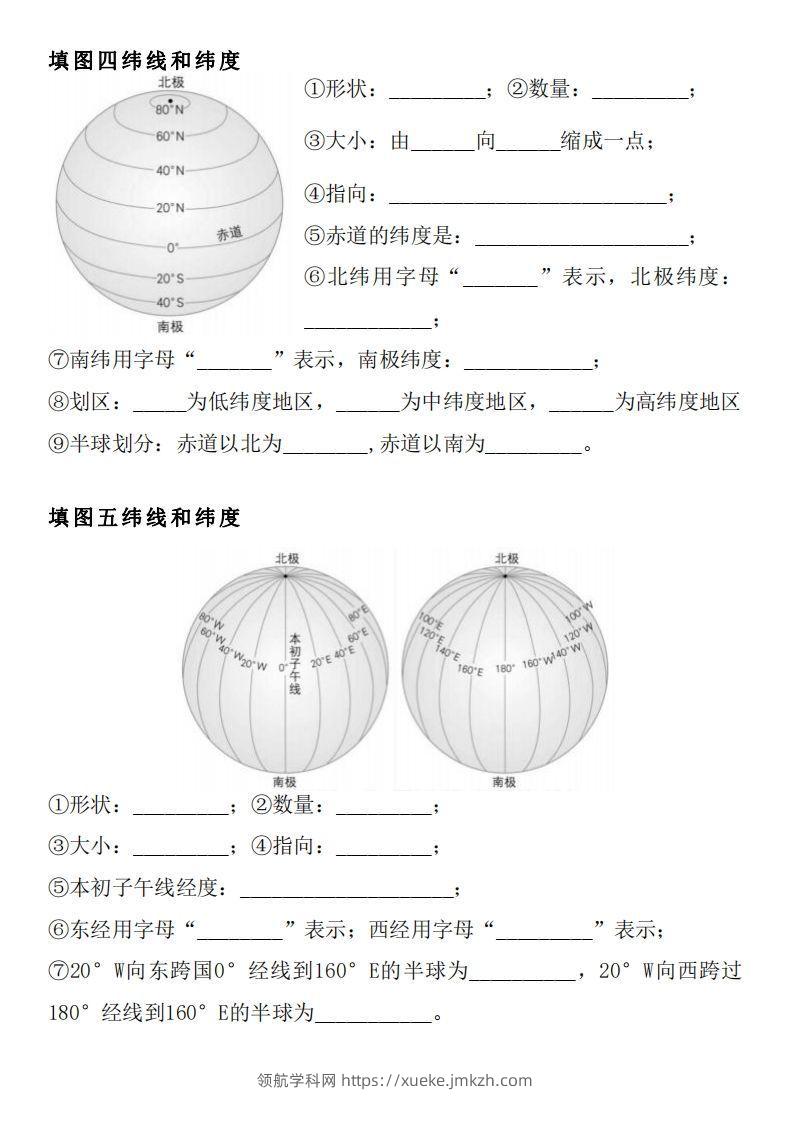 图片[2]-人教版七年级上册地理填图专项训练-领航学科网