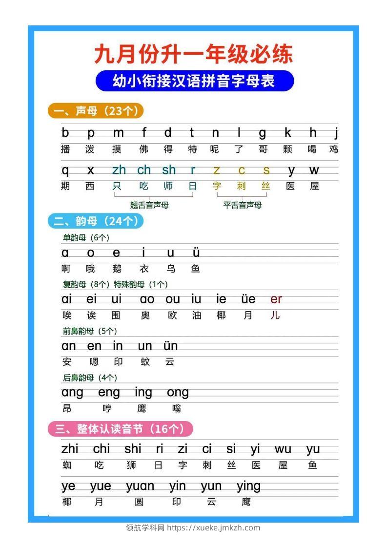 【拼音】幼小衔接拼音-领航学科网