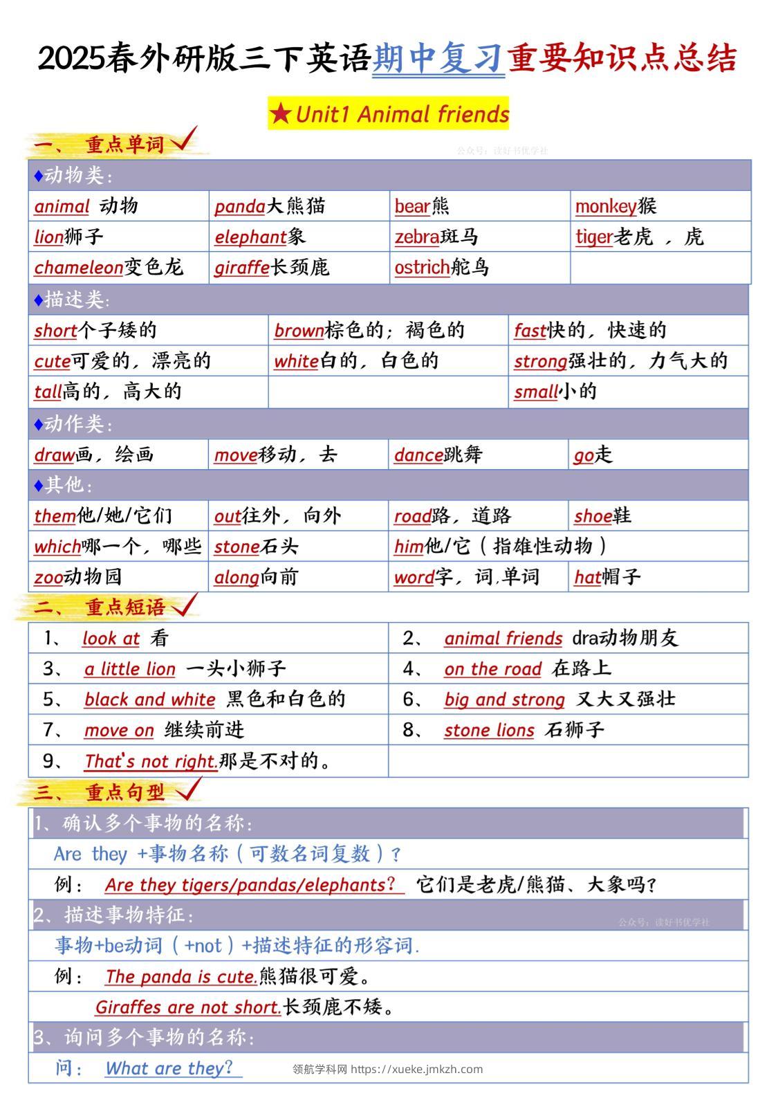 三下英语外研期中知识清单1-领航学科网