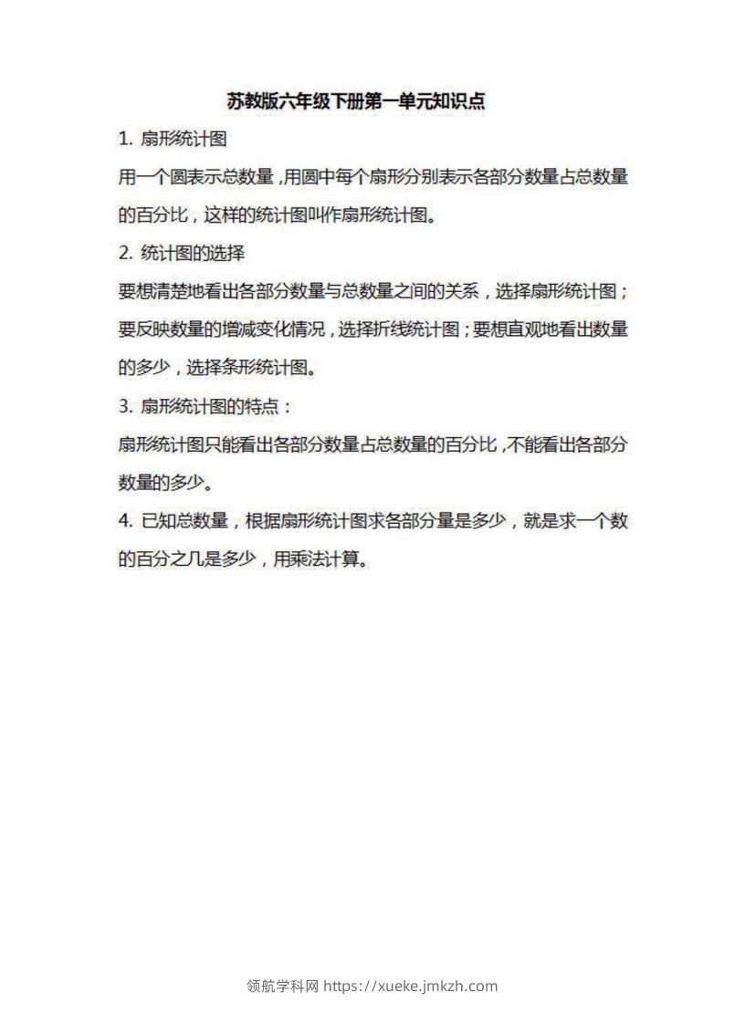 六年级下册数学苏教版知识要点汇总-领航学科网