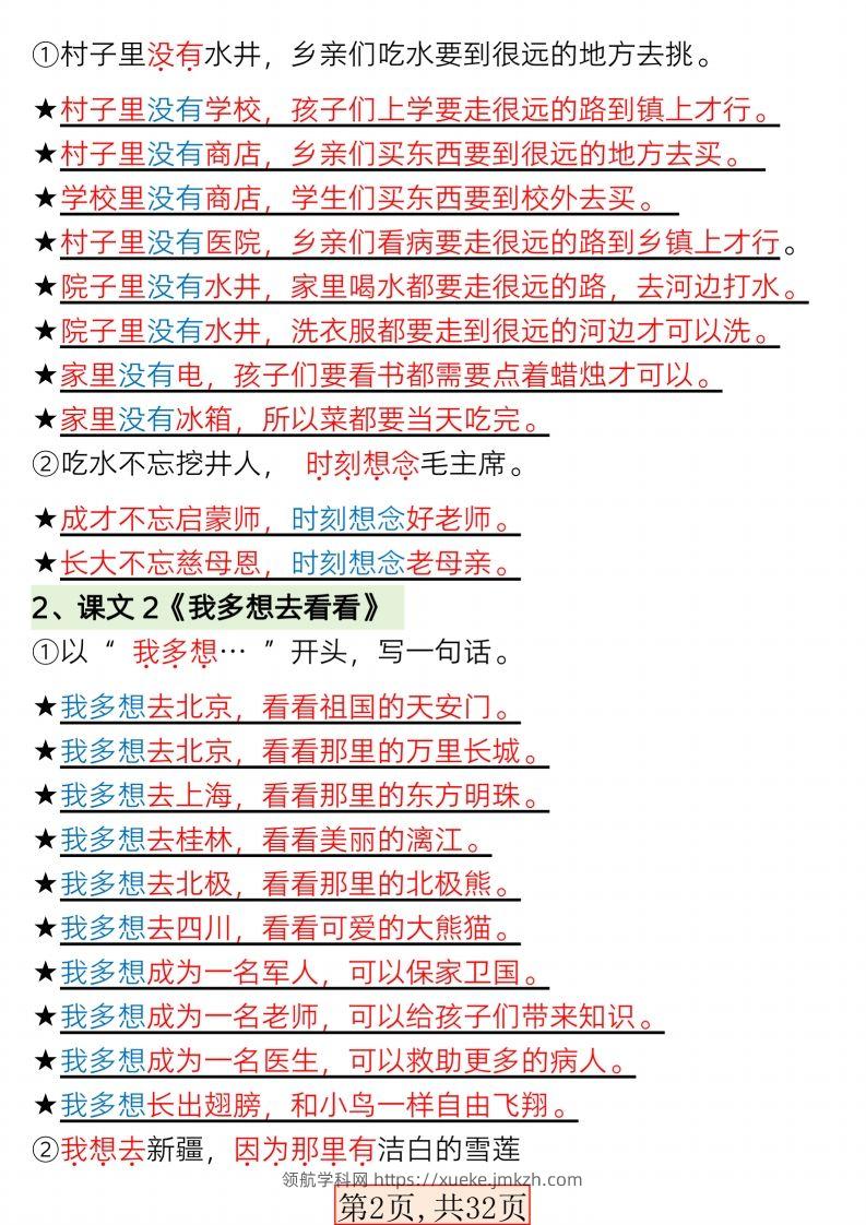 图片[2]-【句子专项】新版一年级语文下册常考必备句子专项(1)-领航学科网
