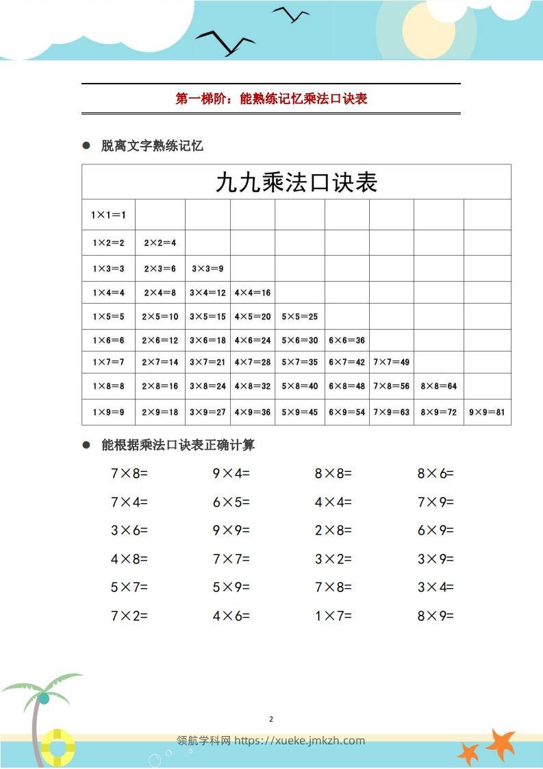 图片[3]-二上数学乘法口诀表识记攻略-领航学科网