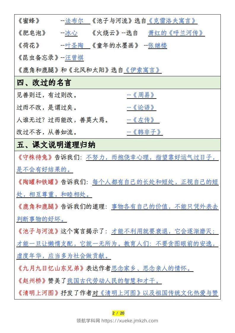 图片[2]-三下语文全册重要考点归纳总结-领航学科网