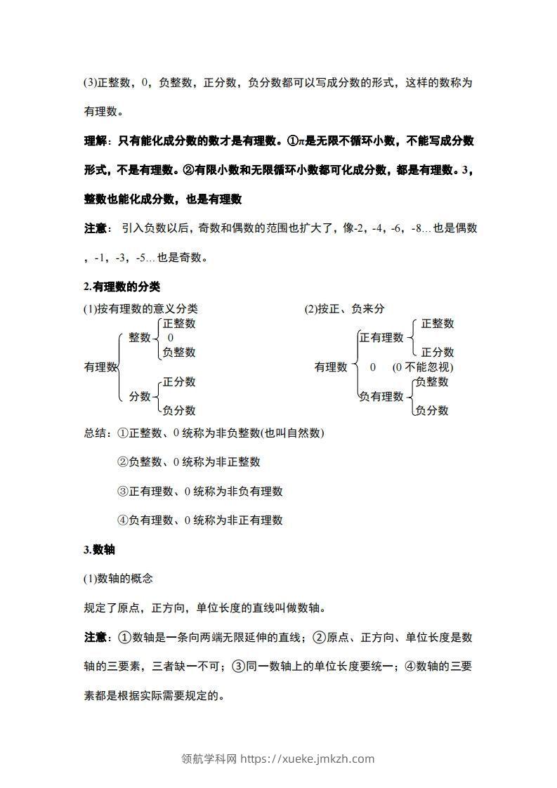 图片[2]-1..人教版七年级上册数学知识点总结-领航学科网