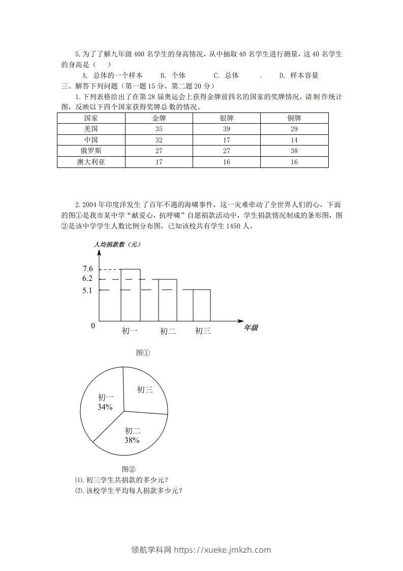 图片[2]-河南周口扶沟县七年级下册数学第十章第一节试卷及答案人教版(Word版)-领航学科网