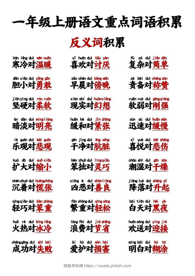 图片[3]-【反义词对子歌】一上语文-领航学科网