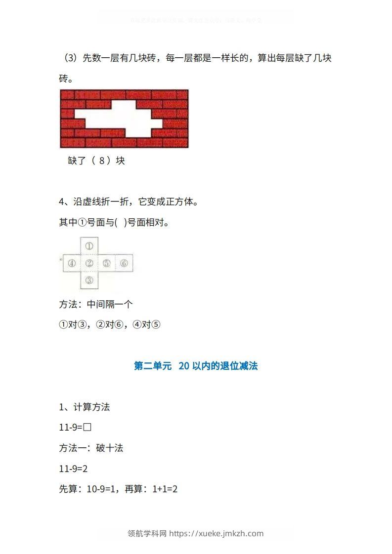 图片[2]-人教版1年级数学下册知识点1-4单元-领航学科网