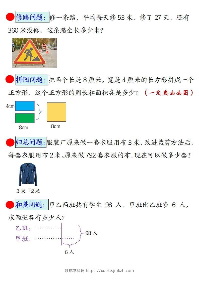 图片[2]-三年级下册数学易错思维应用题专项(空白)-领航学科网