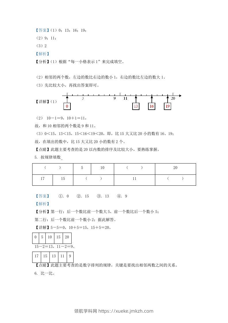 图片[2]-2020-2021学年江苏省南通市崇川区一年级上册数学期末试题及答案(Word版)-领航学科网