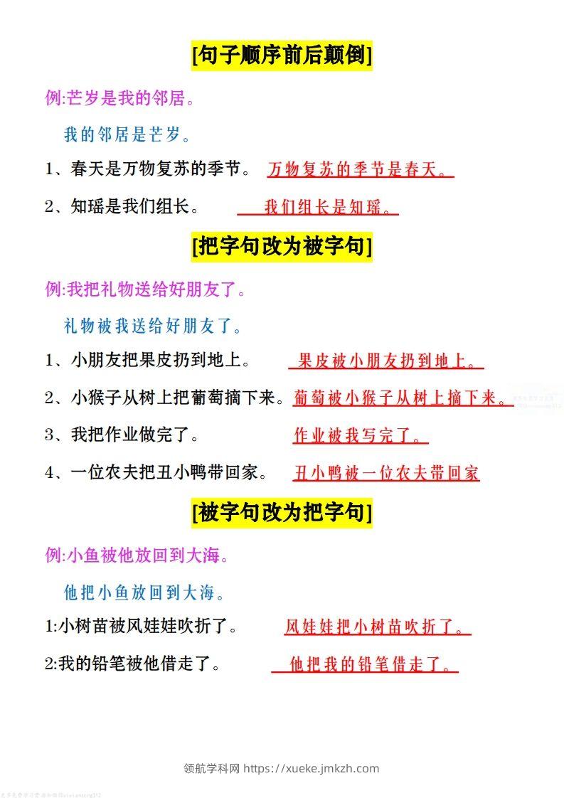 图片[2]-二上语文：句子类型总结()-领航学科网