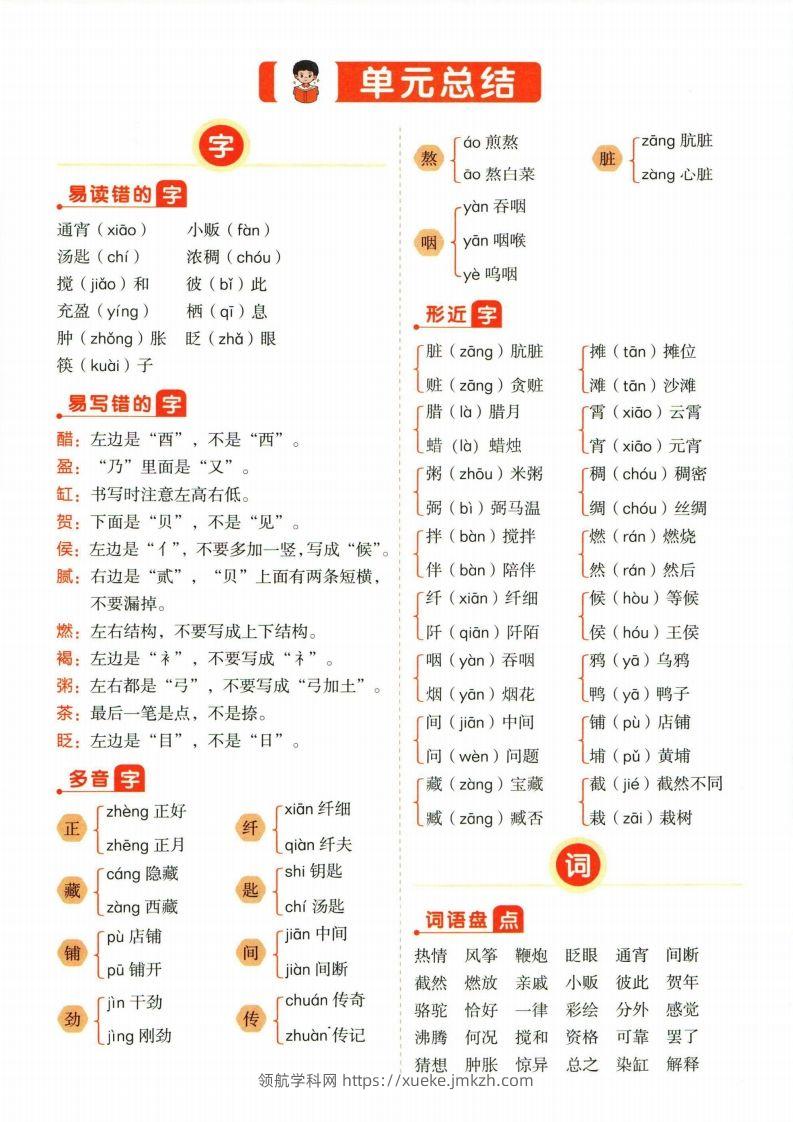 ❤六年级下册语文单元总结-领航学科网