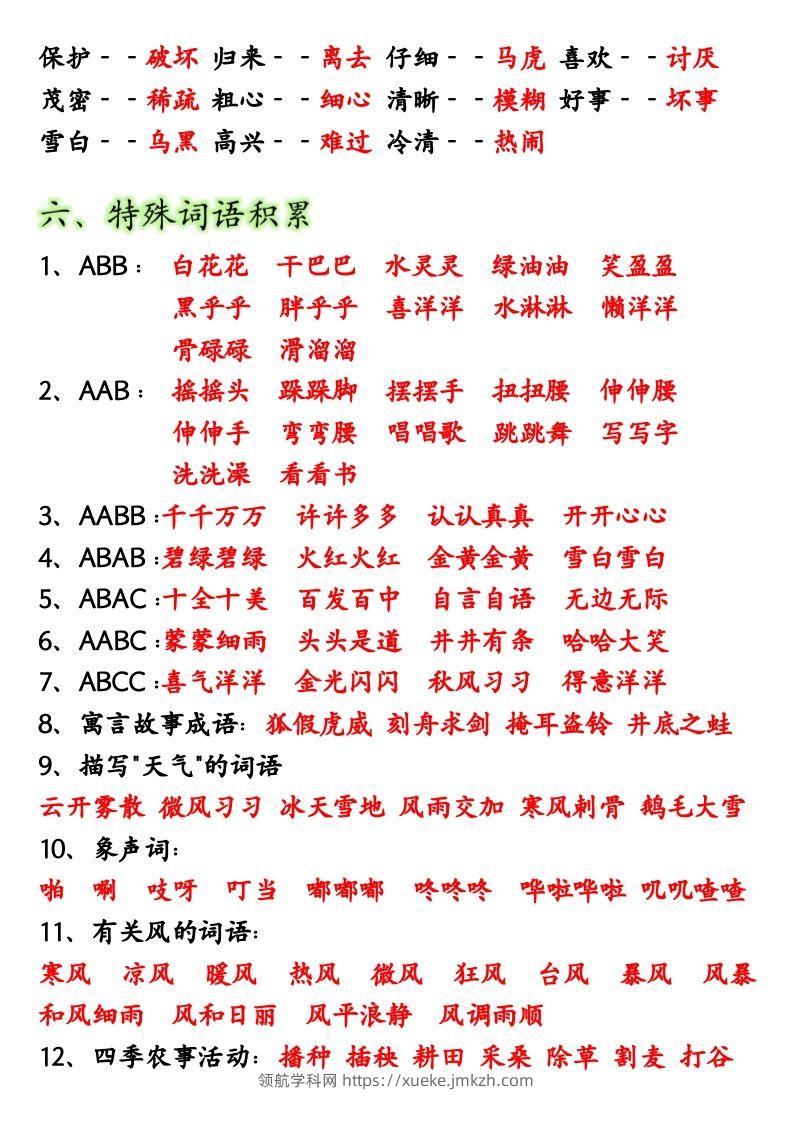 图片[3]-【全册重点考点归纳】二上语文-领航学科网